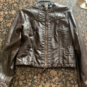 Chocolate Brown Faux Leather Jacket